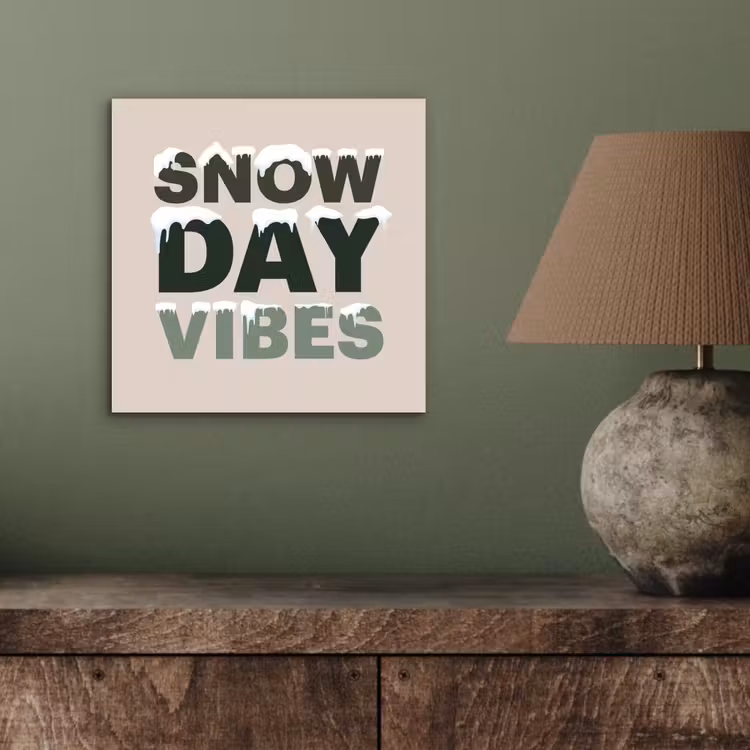 Aluminium schilderij - Sneeuw - Tekst - Kerst - Beige — 3