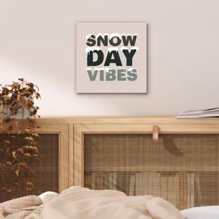 Aluminium schilderij - Sneeuw - Tekst - Kerst - Beige — 4