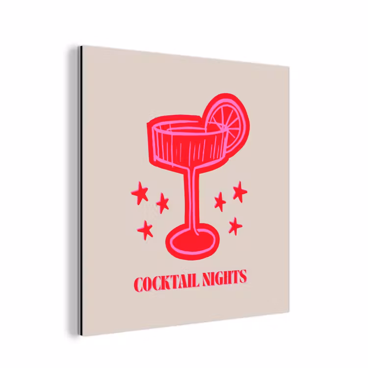 Aluminium schilderij - Cocktail - Kerst - Beige - Roze — 1
