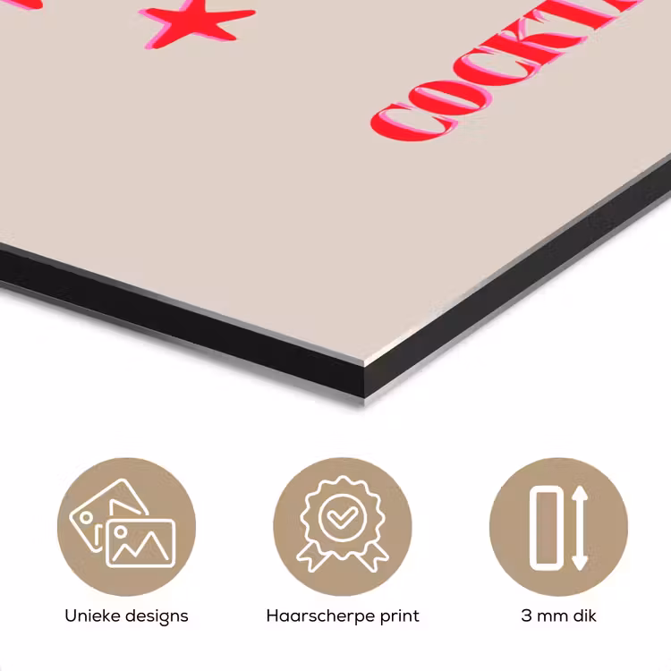 Aluminium schilderij - Cocktail - Kerst - Beige - Roze — 7