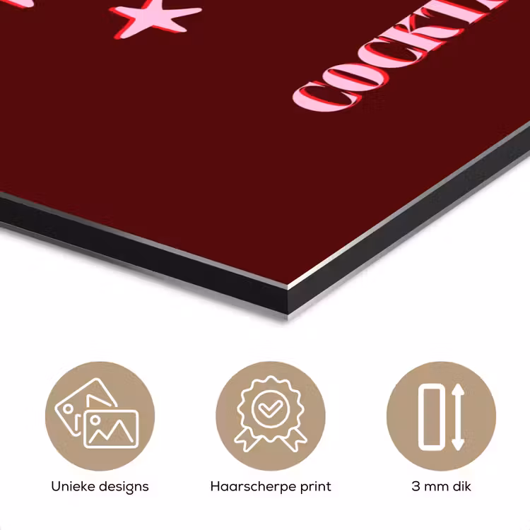 Aluminium schilderij - Cocktail - Kerst - Burgundy - Roze — 7