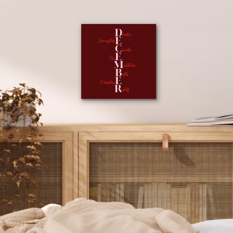 Aluminium schilderij - December - Tekst - Kerst - Burgundy — 4