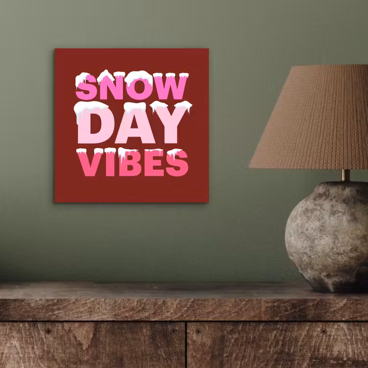 Aluminium schilderij - Kerst - Tekst - Sneeuw - Rood - Roze — 3