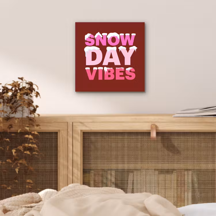 Aluminium schilderij - Kerst - Tekst - Sneeuw - Rood - Roze — 4