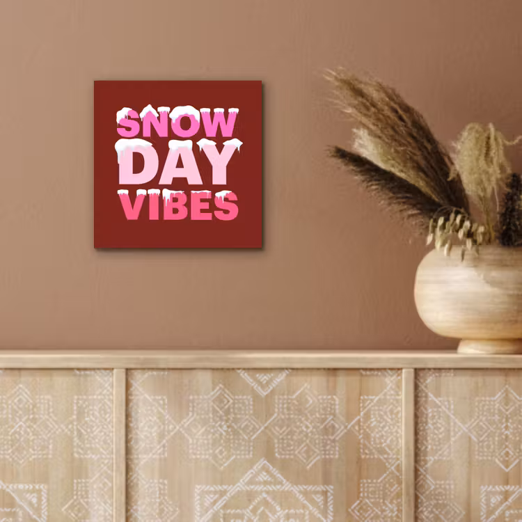 Aluminium schilderij - Kerst - Tekst - Sneeuw - Rood - Roze — 5
