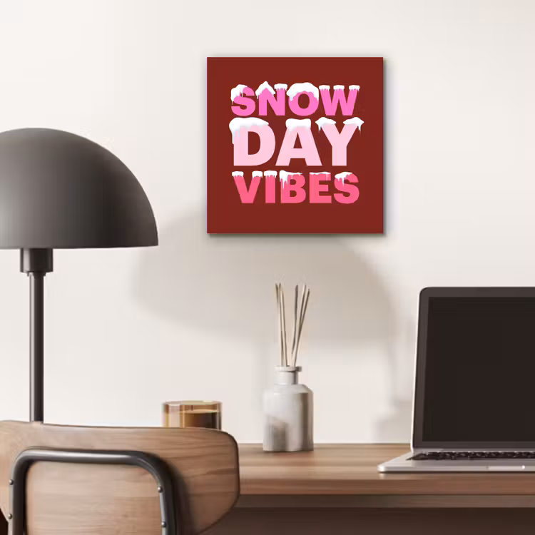 Aluminium schilderij - Kerst - Tekst - Sneeuw - Rood - Roze — 6