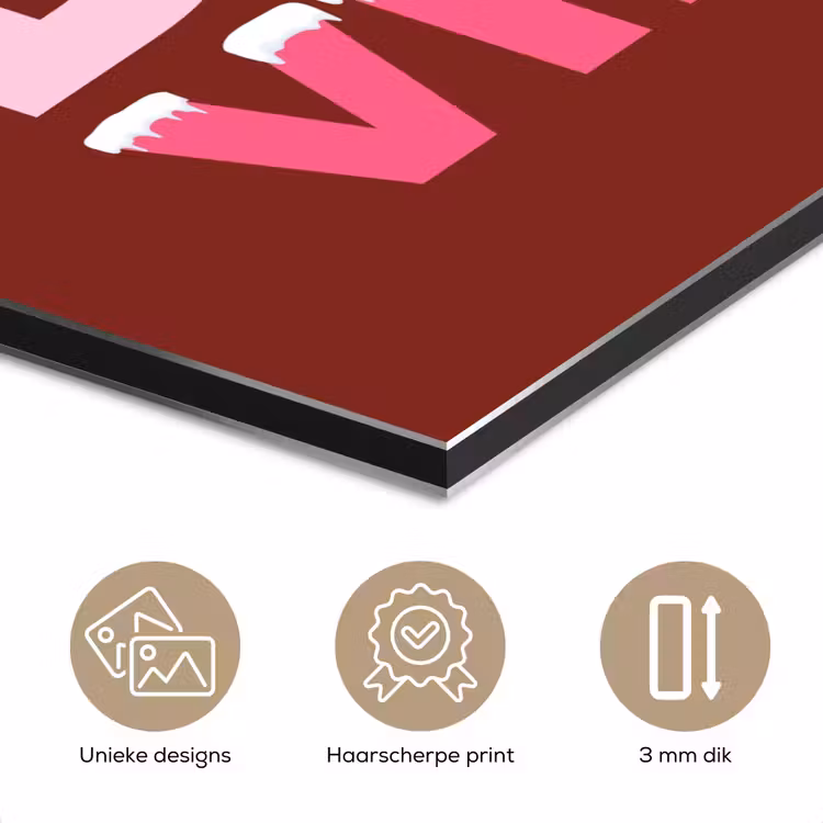 Aluminium schilderij - Kerst - Tekst - Sneeuw - Rood - Roze — 7