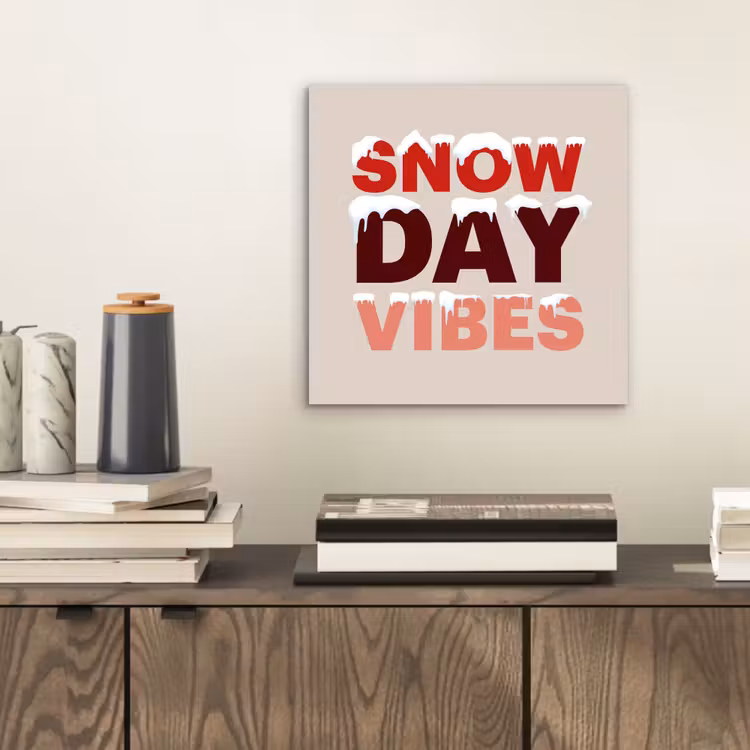 Aluminium schilderij - Sneeuw - Kerst - Tekst - Rood — 2