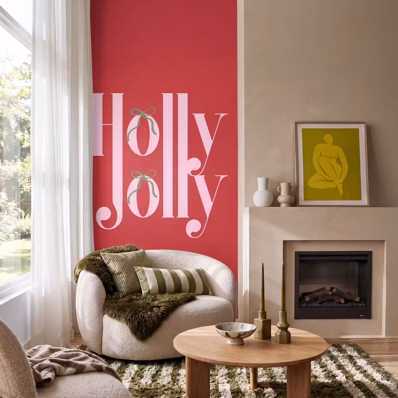 Behang - Kerst - Roze - Rood - Tekst — 1