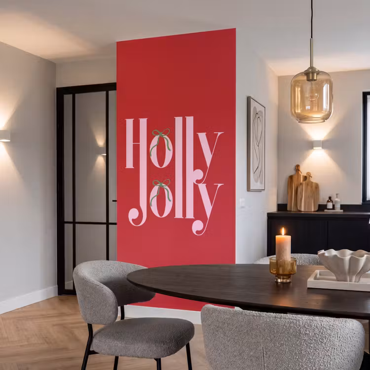 Behang - Kerst - Roze - Rood - Tekst — 5