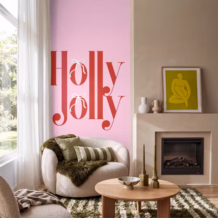 Behang - Kerst - Tekst - Rood - Roze — 1