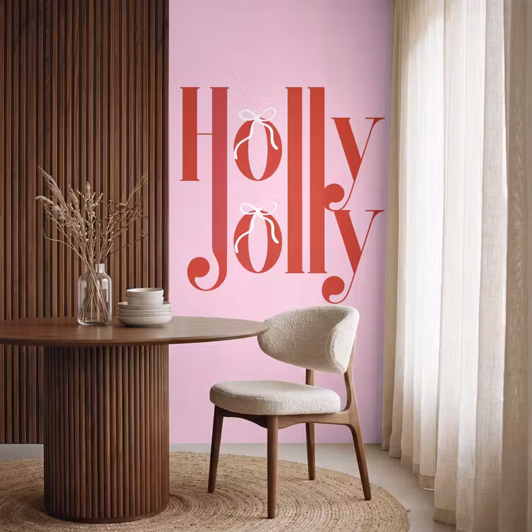 Behang - Kerst - Tekst - Rood - Roze — 4