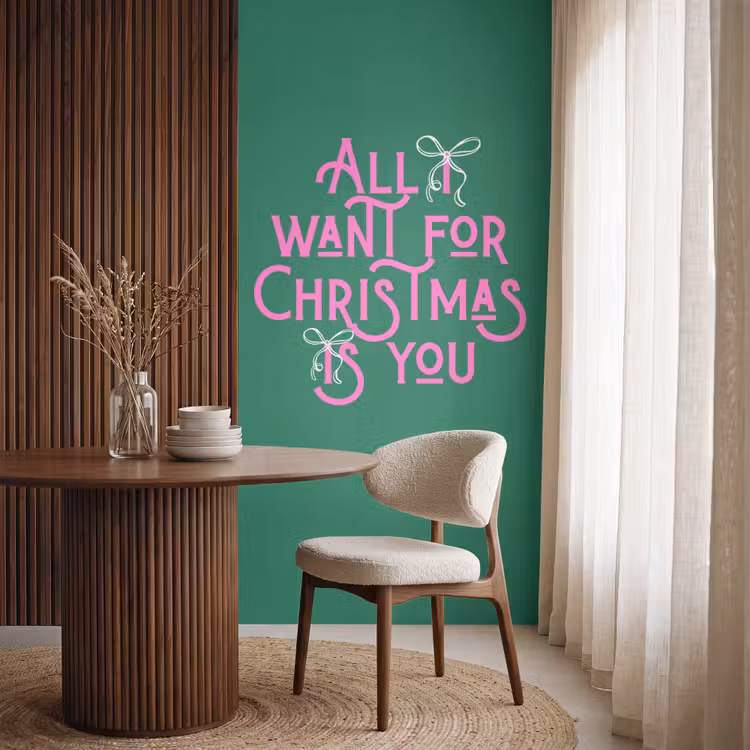 Behang - Kerst - Tekst - Roze - Groen — 4