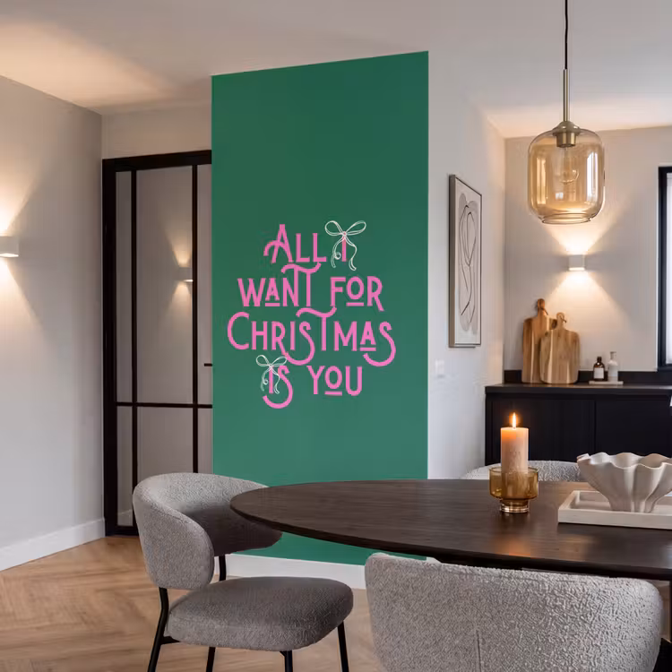 Behang - Kerst - Tekst - Roze - Groen — 5