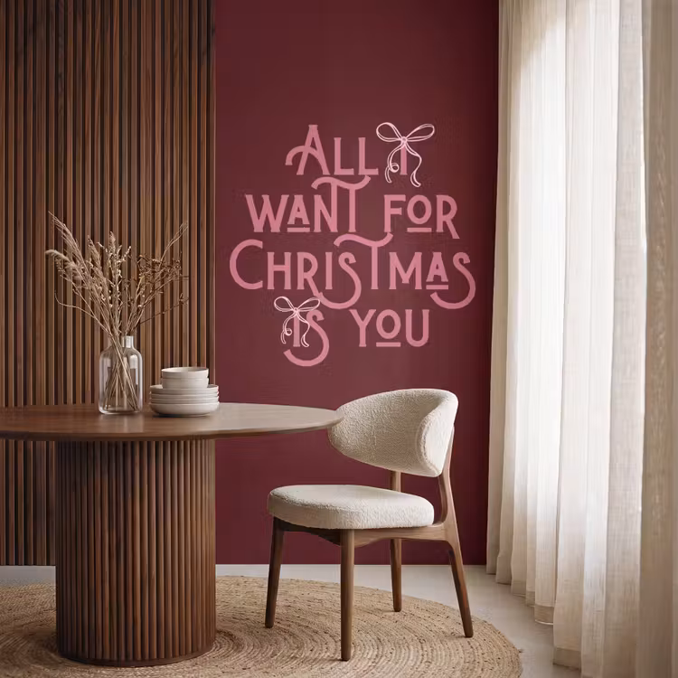 Behang - Tekst - Kerst - Rood - Roze — 4