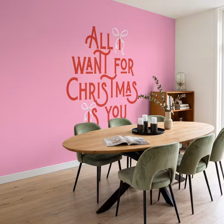 Behang - Tekst - Kerst - Roze - Rood — 4