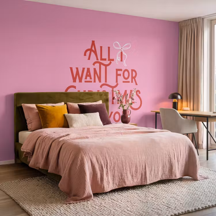 Behang - Tekst - Kerst - Roze - Rood — 5