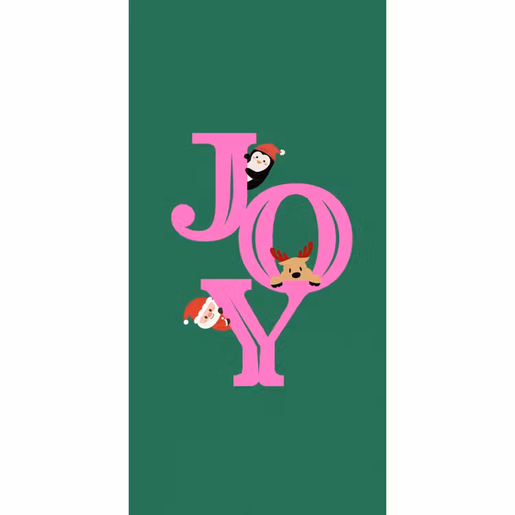 Behang - Joy - Kerst - Animatie - Roze - Groen — 2