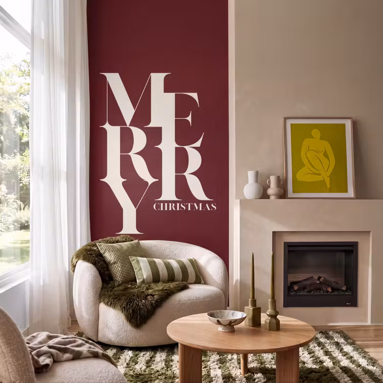Behang - Merry - Tekst - Donker - Rood — 1