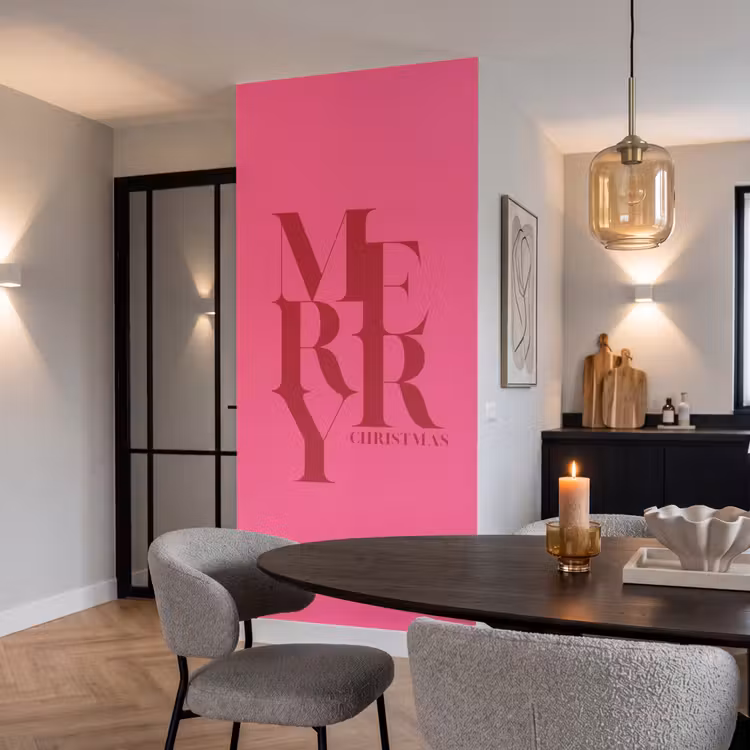Behang - Merry - Tekst - Kerst - Roze — 5