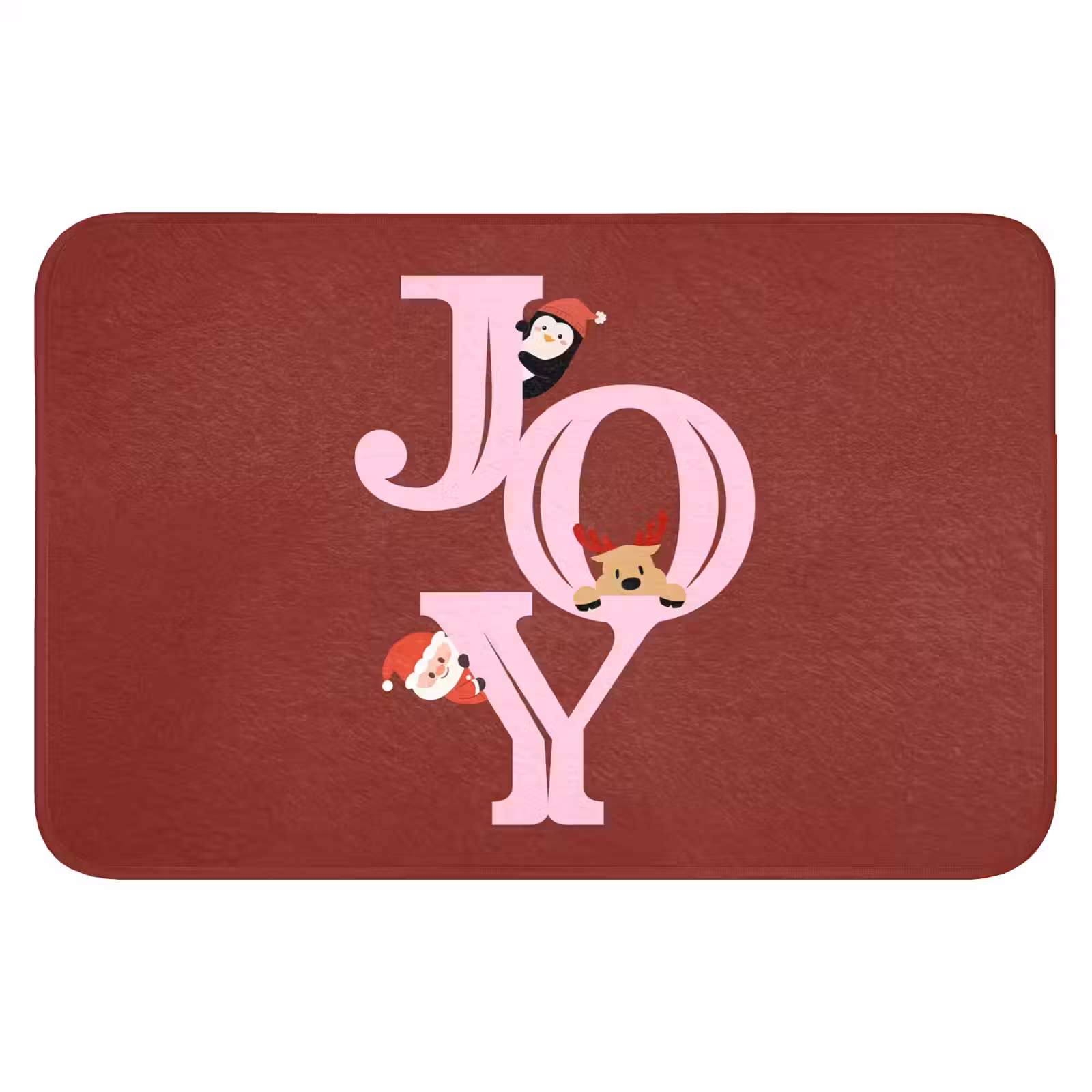 Badmat - Joy - Kerst - Animatie - Rood - Roze — 1