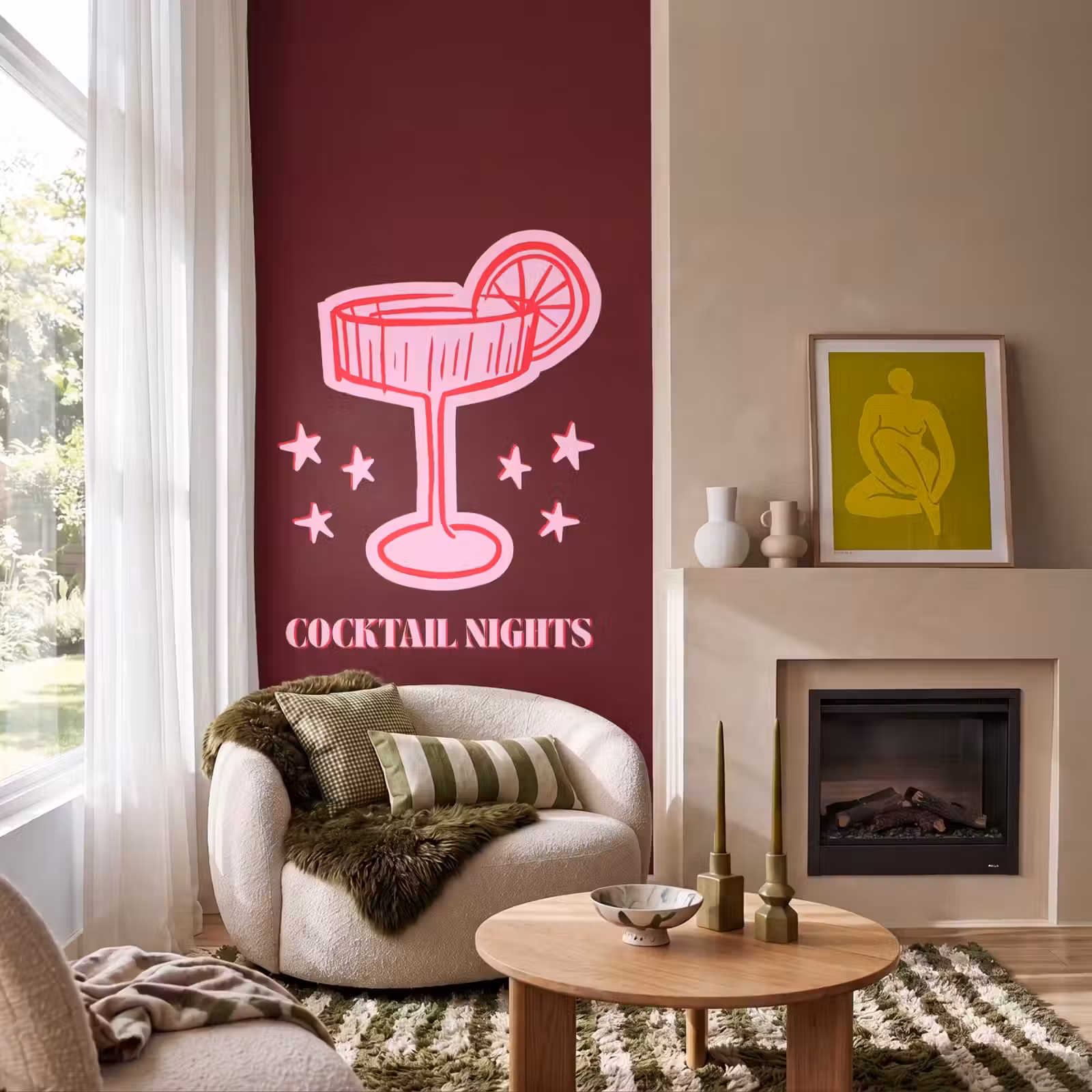 Behang - Cocktail - Kerst - Burgundy - Roze — 1