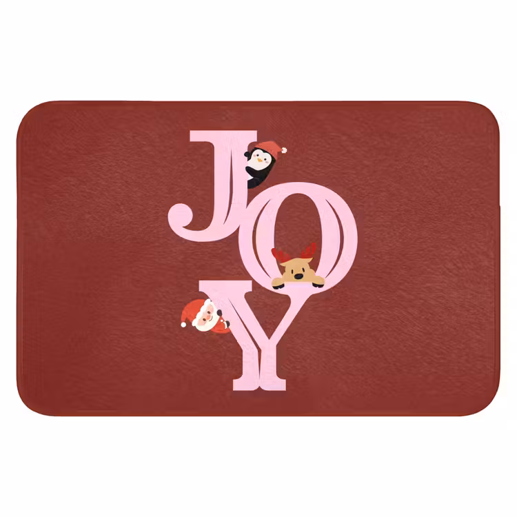 Badmat - Joy - Kerst - Animatie - Rood - Roze — 1