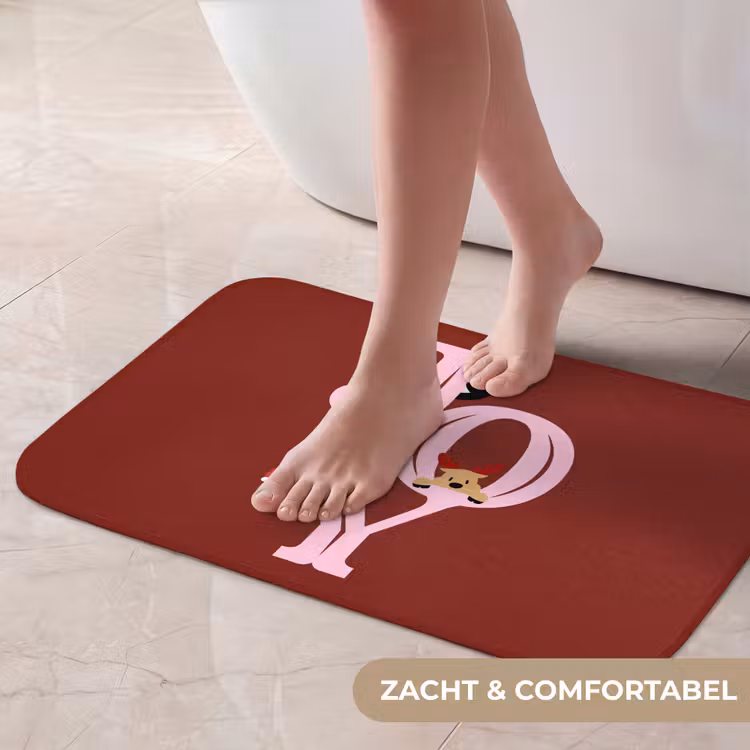 Badmat - Joy - Kerst - Animatie - Rood - Roze — 5