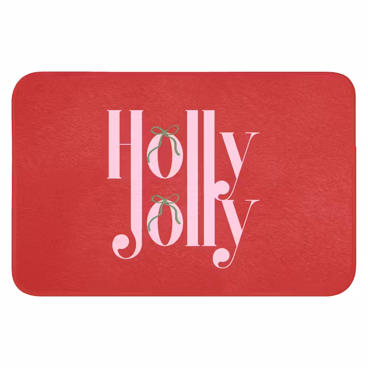Badmat - Kerst - Roze - Rood - Tekst — 1
