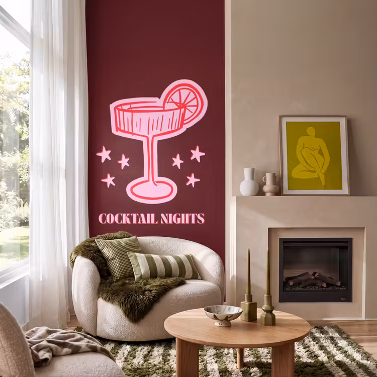 Behang - Cocktail - Kerst - Burgundy - Roze — 1