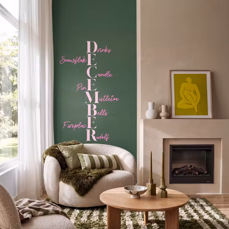 Behang - December - Tekst - Kerst - Groen — 1