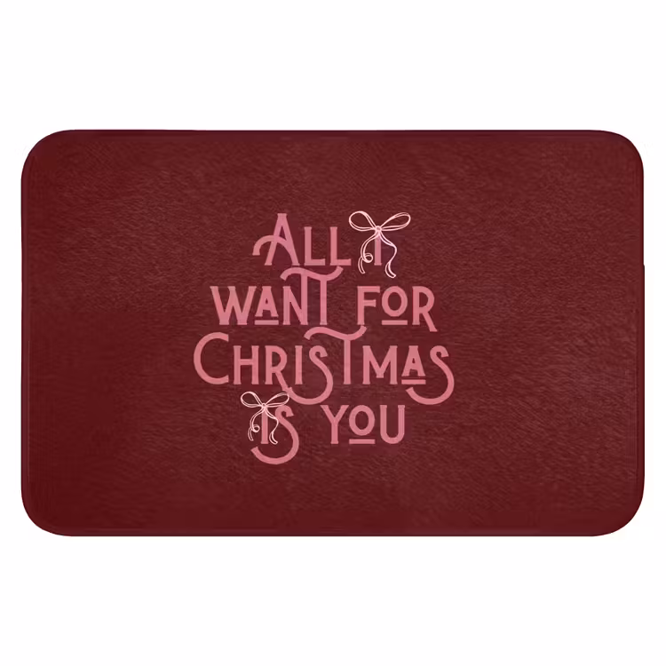 Badmat - Tekst - Kerst - Rood - Roze — 1