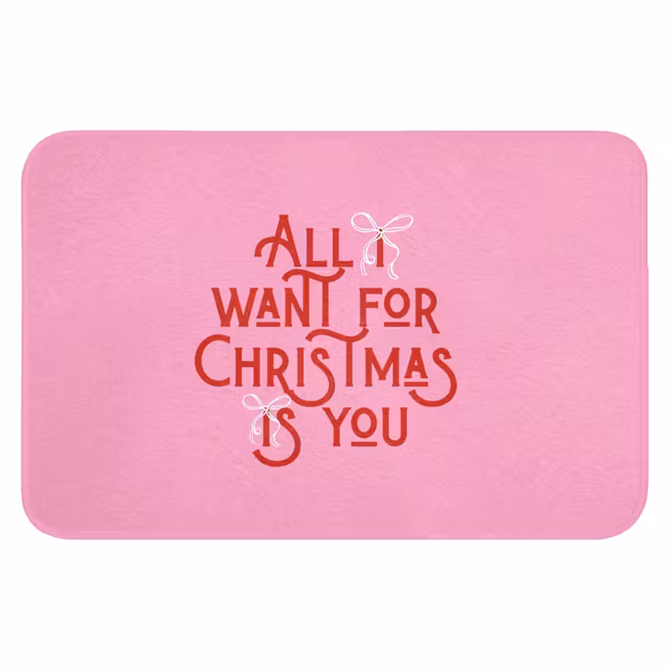 Badmat - Tekst - Kerst - Roze - Rood — 1