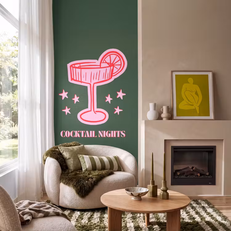 Behang - Cocktail - Kerst - Roze - Groen — 1