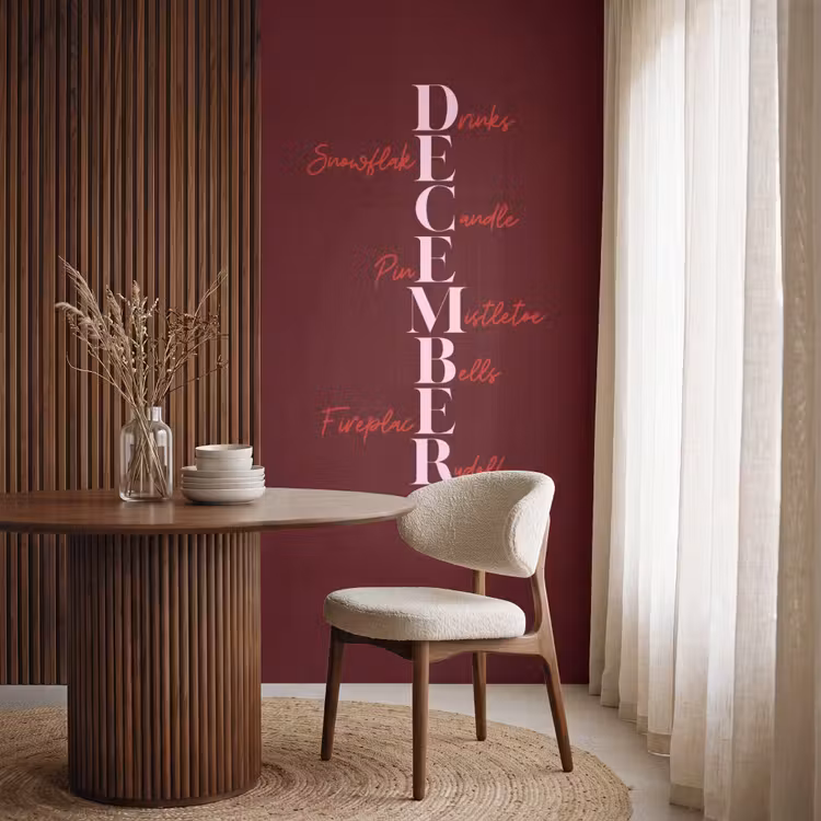 Behang - December - Tekst - Kerst - Burgundy — 4