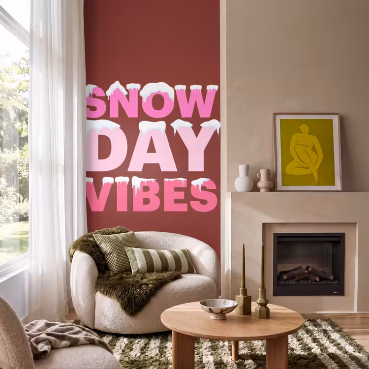 Behang - Kerst - Tekst - Sneeuw - Rood - Roze — 1