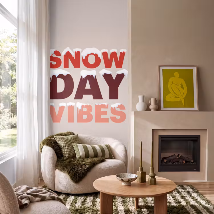 Behang - Sneeuw - Kerst - Tekst - Rood — 1