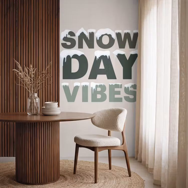 Behang - Sneeuw - Tekst - Kerst - Beige — 4