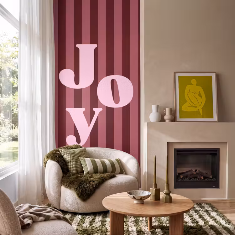 Behang - Joy - Kerst - Tekst - Roze — 1
