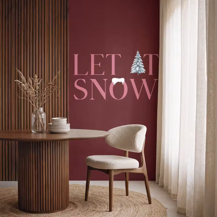 Behang - Tekst - Kerst - Sneeuw - Roze — 4