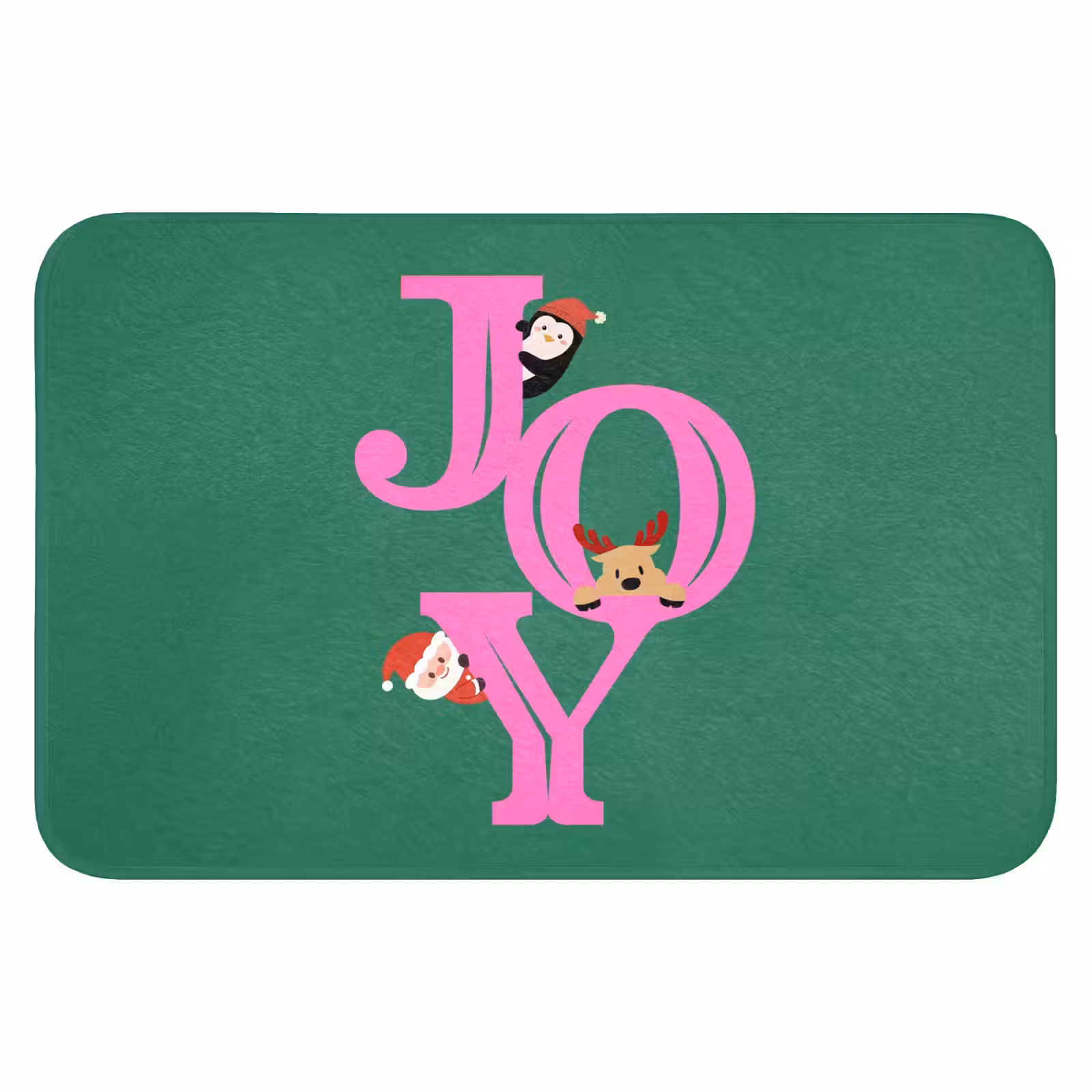 Badmat - Joy - Kerst - Animatie - Roze - Groen — 1