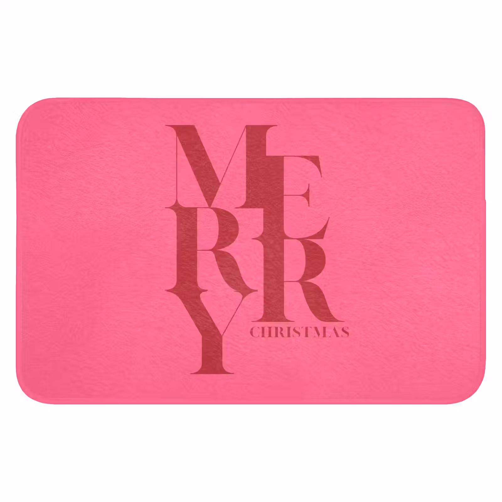 Badmat - Merry - Tekst - Kerst - Roze — 1