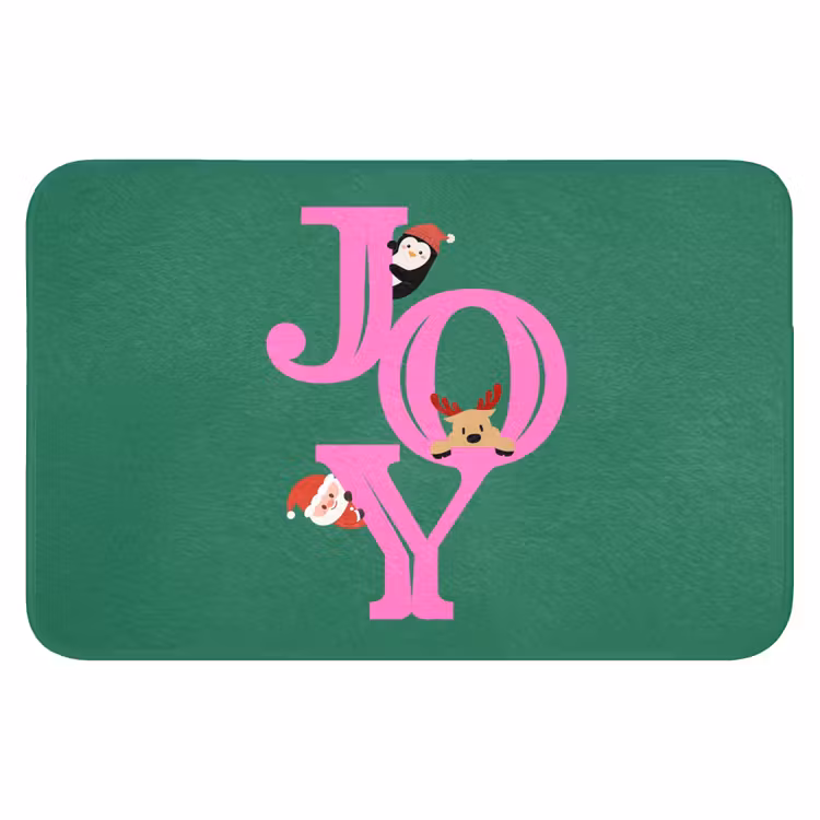 Badmat - Joy - Kerst - Animatie - Roze - Groen — 1