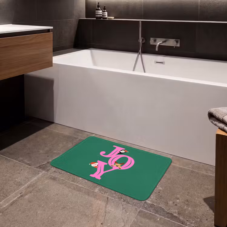 Badmat - Joy - Kerst - Animatie - Roze - Groen — 4