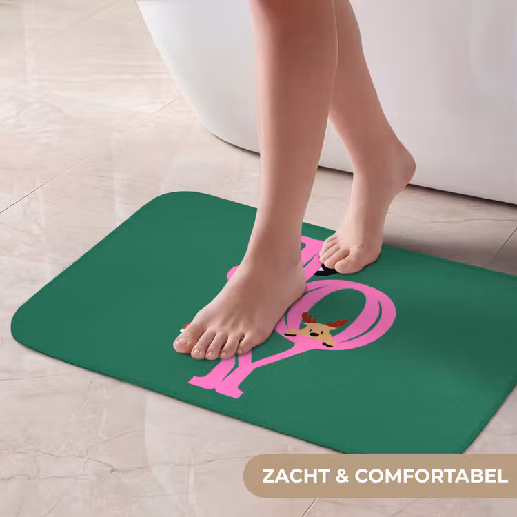 Badmat - Joy - Kerst - Animatie - Roze - Groen — 5