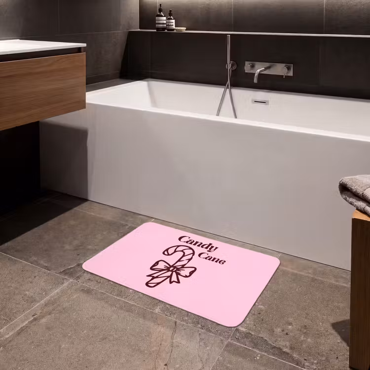 Badmat - Kerst - Snoep - Tekst - Bruin - Roze — 4