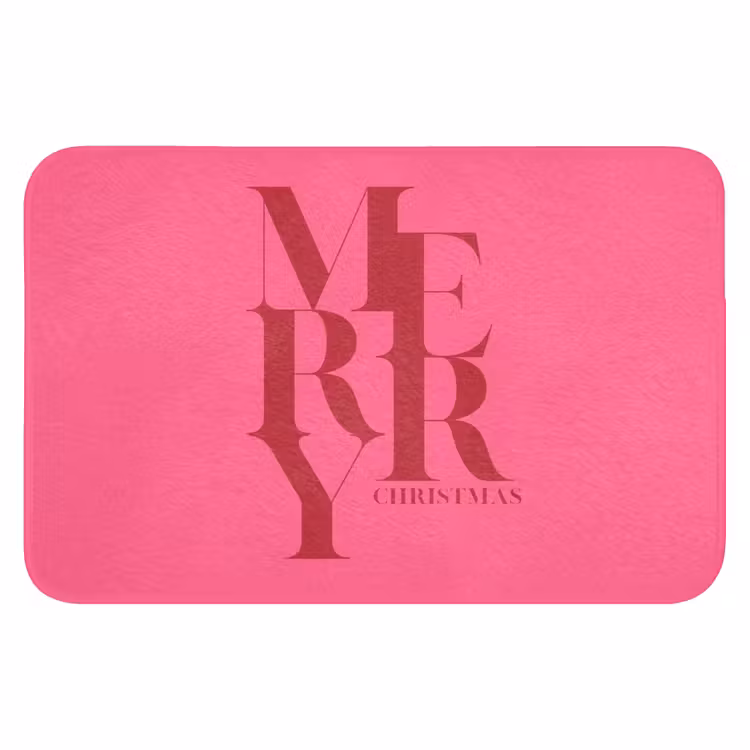 Badmat - Merry - Tekst - Kerst - Roze — 1