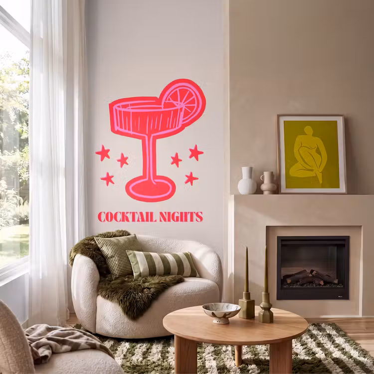 Behang - Cocktail - Kerst - Beige - Roze — 1
