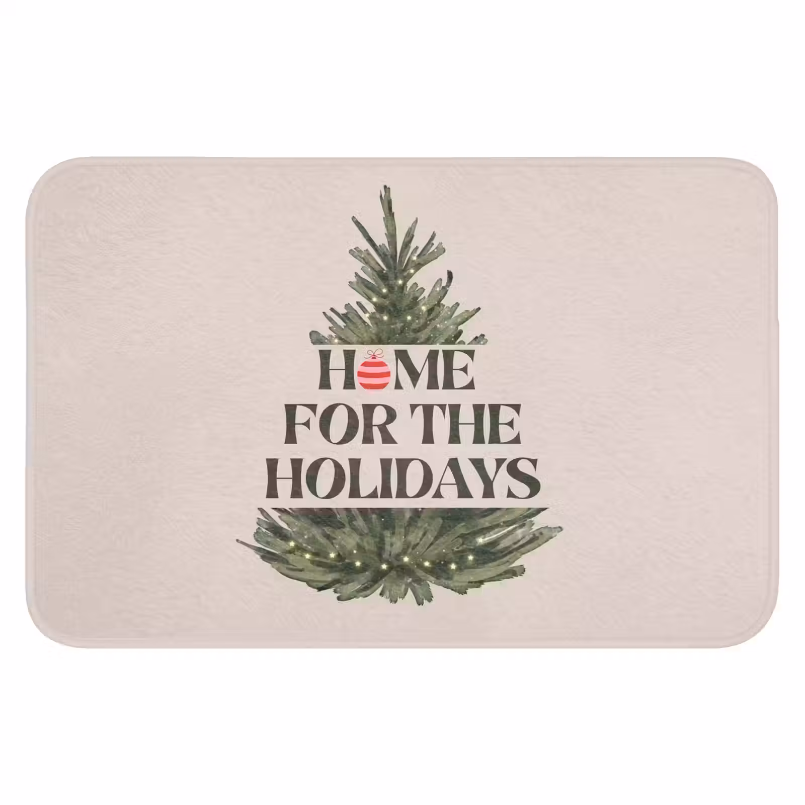 Badmat - Kerst - Tekst - Kerstboom - Beige — 1