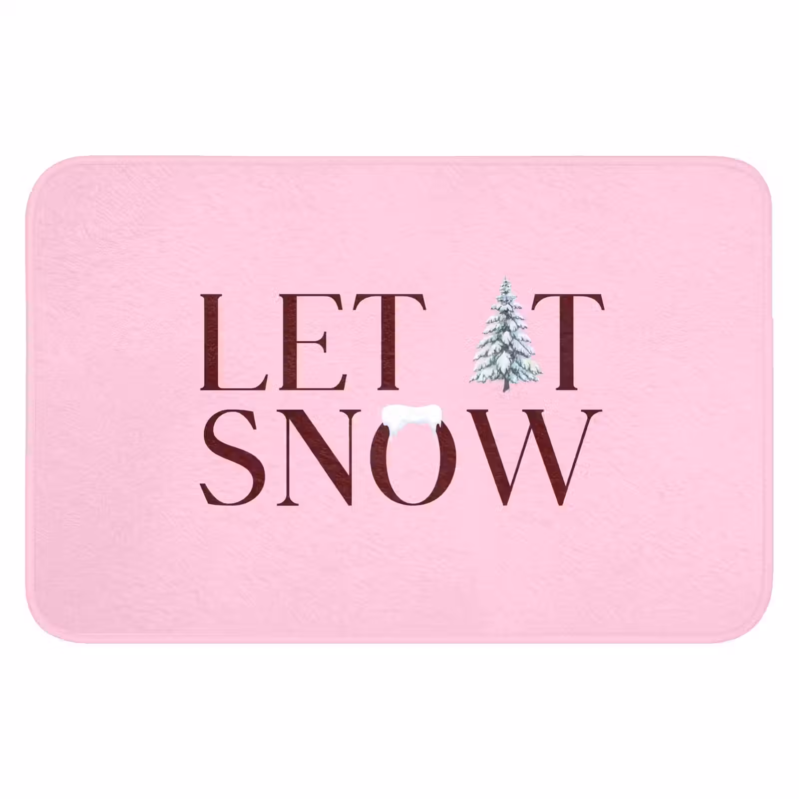 Badmat - Kerst - Tekst - Sneeuw - Roze — 1